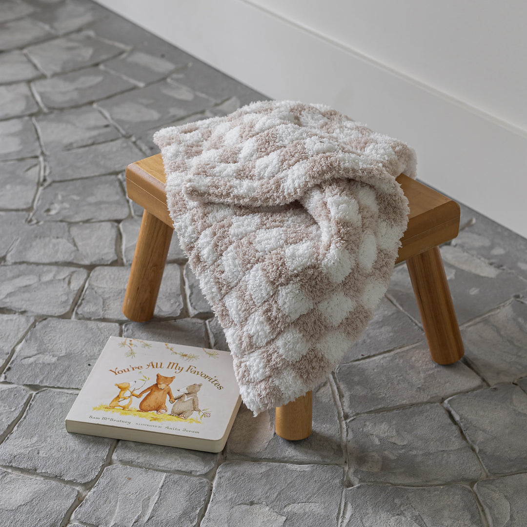 Blushing Beige & White Check Print Lovey