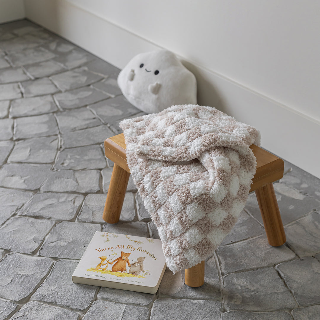 Blushing Beige & White Check Print Lovey