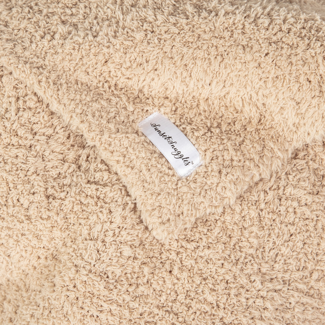 Buffed Beige Solid Double Layered Print Extended Throw