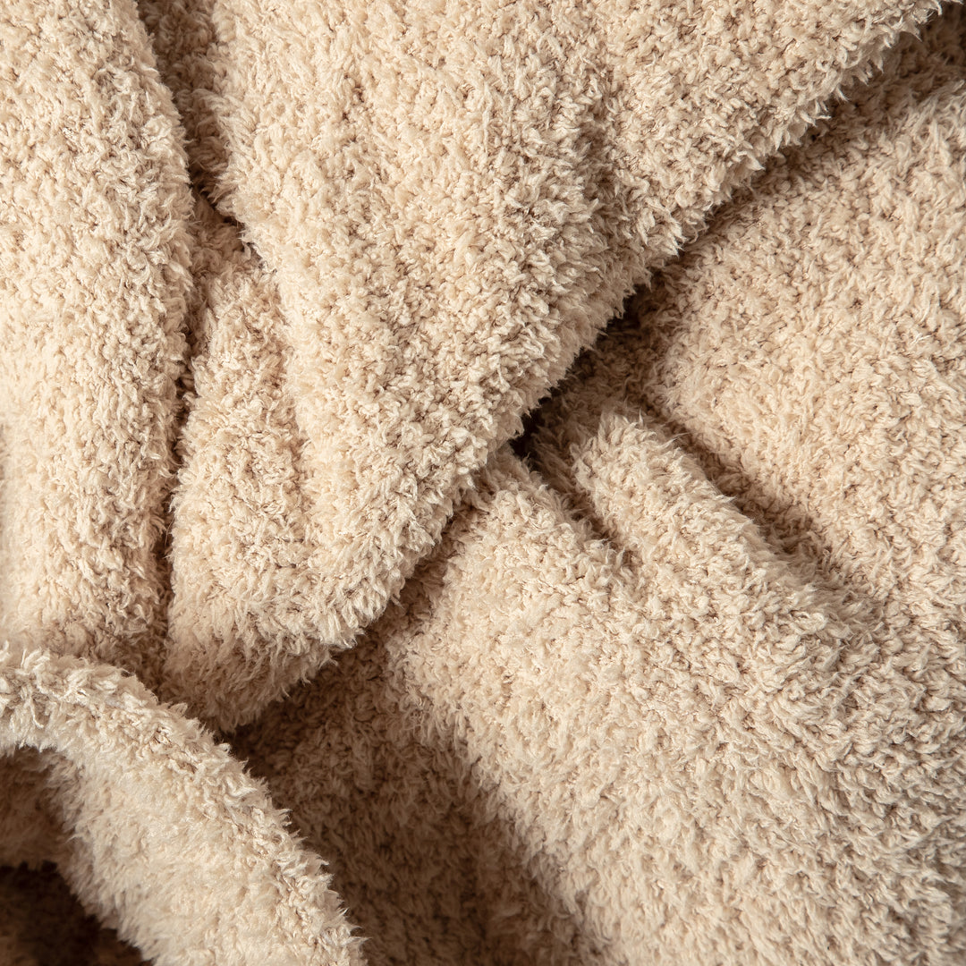 Buffed Beige Solid Double Layered Print Extended Throw