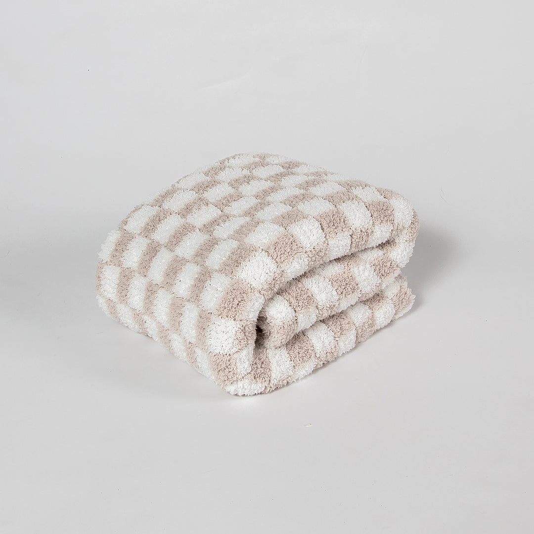 Blushing Beige & White Check Print Toddler Blanket