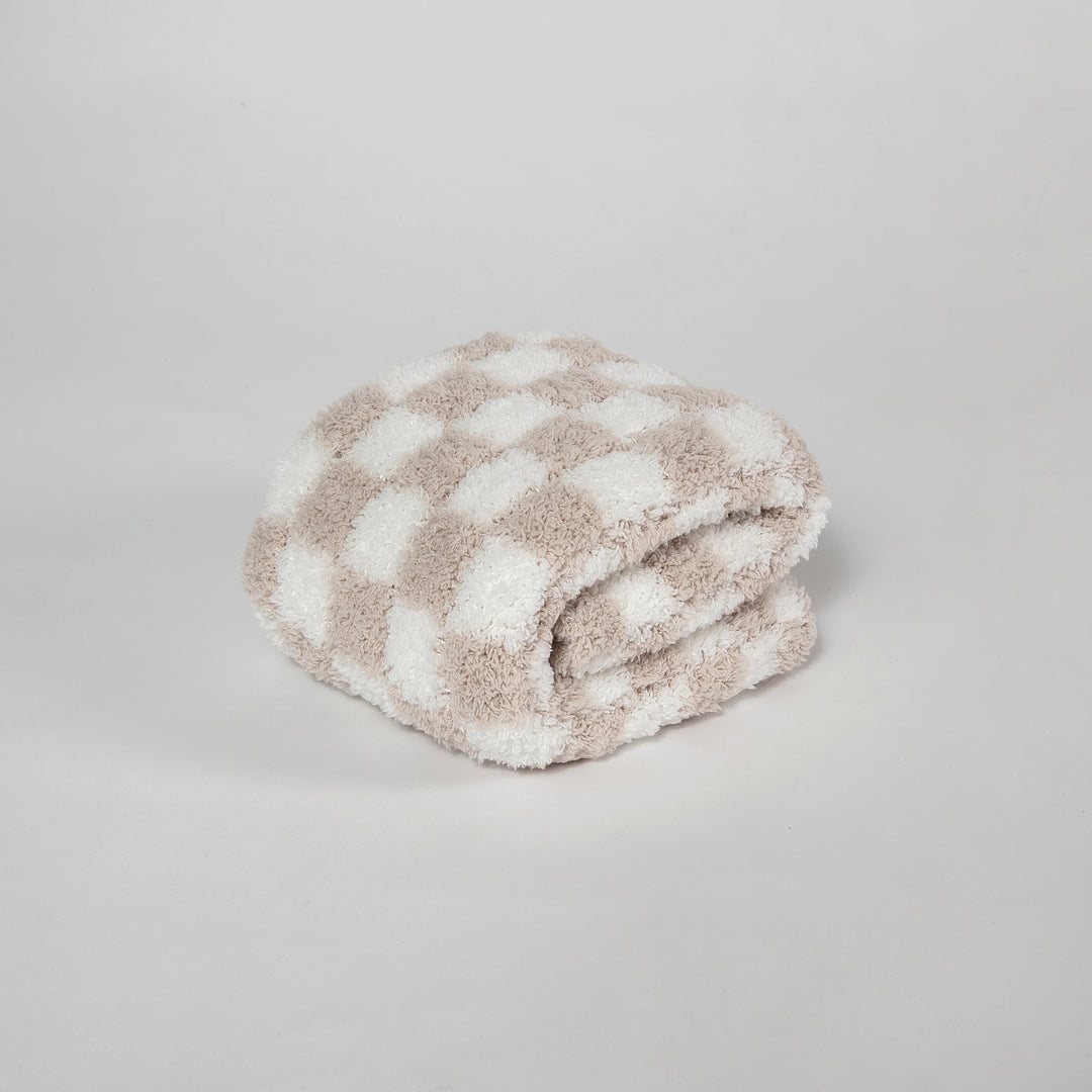 Blushing Beige & White Check Print Lovey
