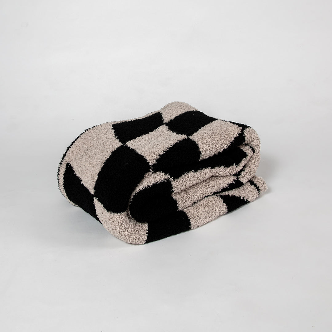 Tap Shoe & Rainy Day Wavy Checker Print Extended Throw