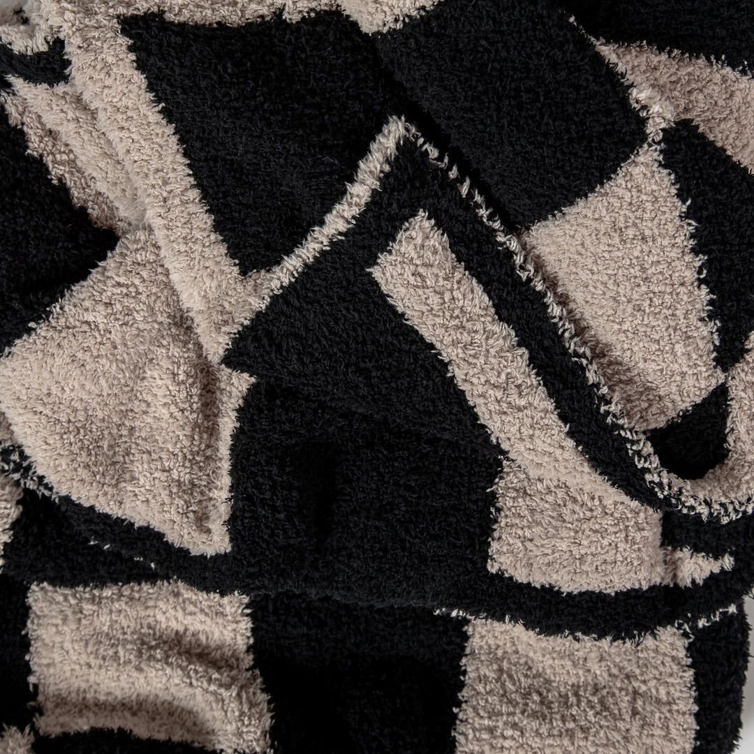 Tap Shoe & Rainy Day Wavy Checker Print Extended Throw