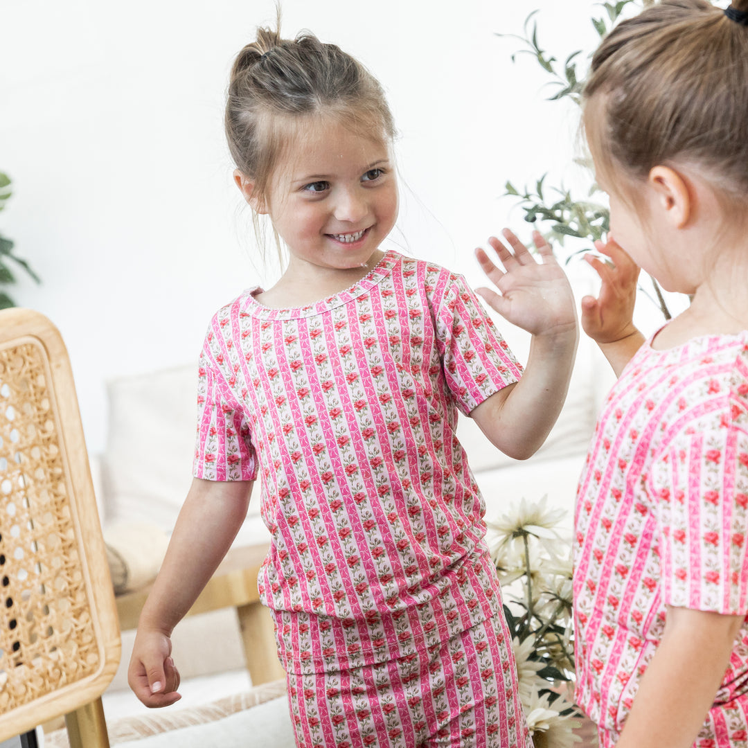 Kids Short PJ Set - Rose &amp; Bows