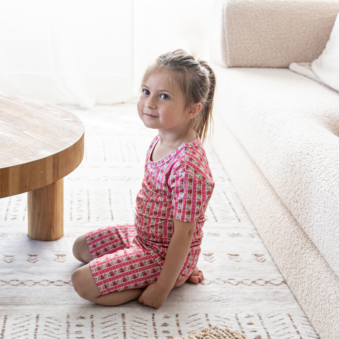 Kids Short PJ Set - Rose &amp; Bows
