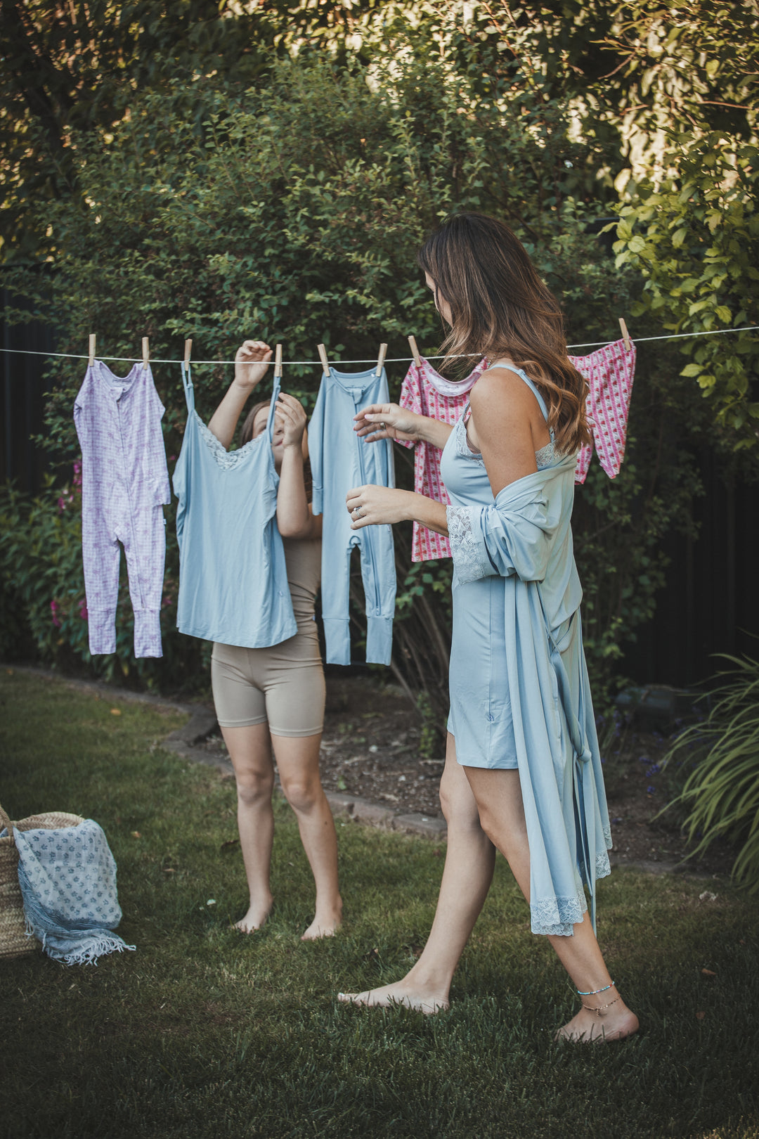 Ladies Lace Trimmed Nightie - Dusty Blue