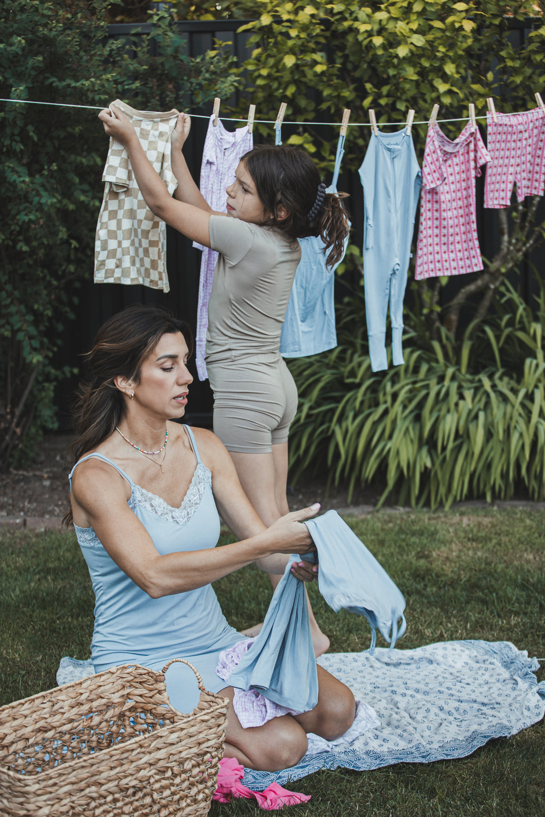 Ladies Lace Trimmed Nightie - Dusty Blue