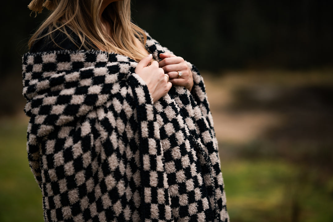 Tap Shoe & Rainy Day Check Print Extended Throw