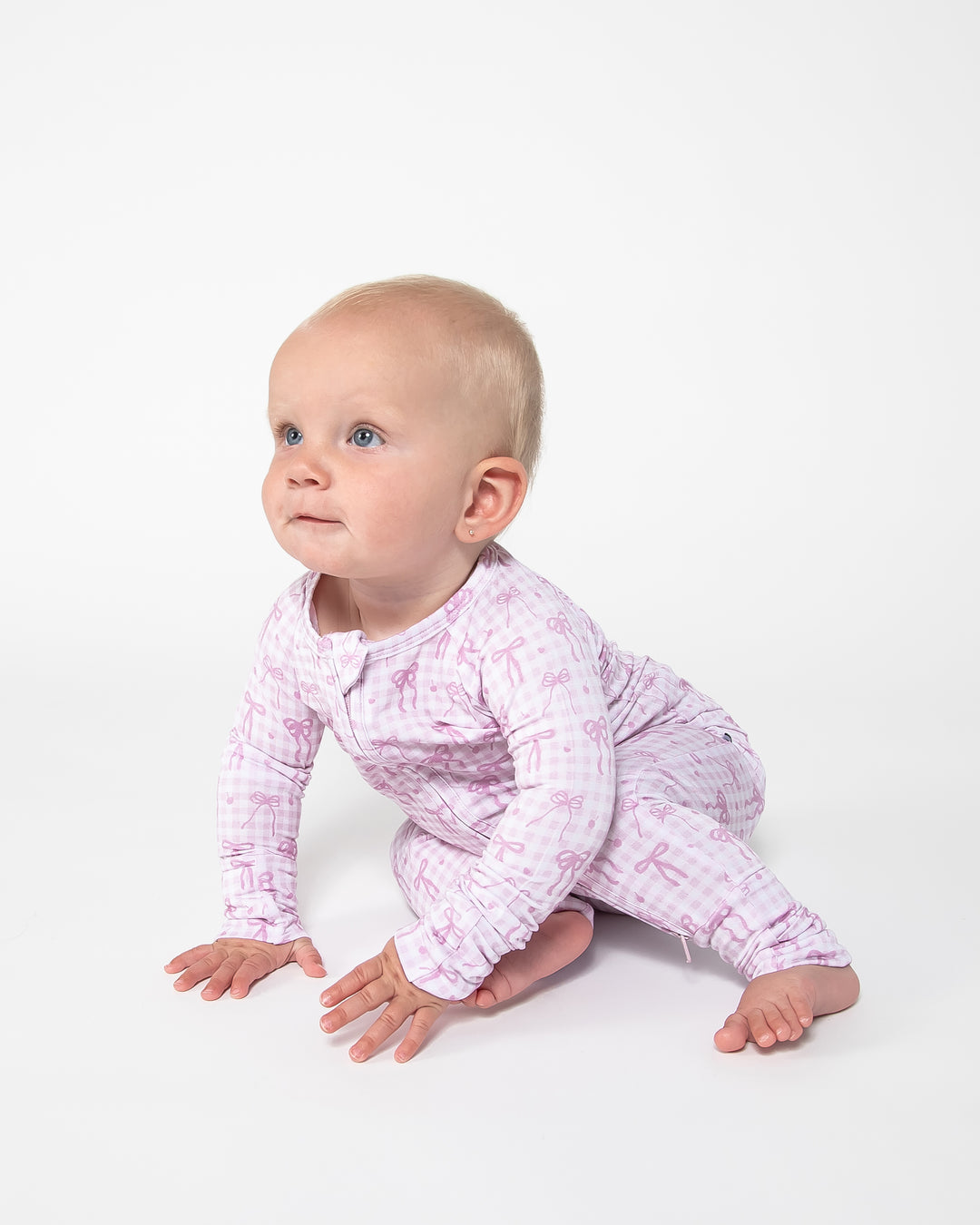 Convertible Footed Onesie - Pink Gingham & Bows