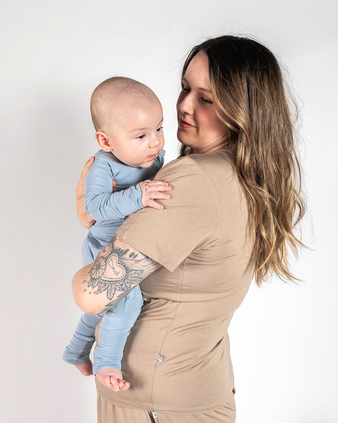 Convertible Footed Onesie - Dusty Blue