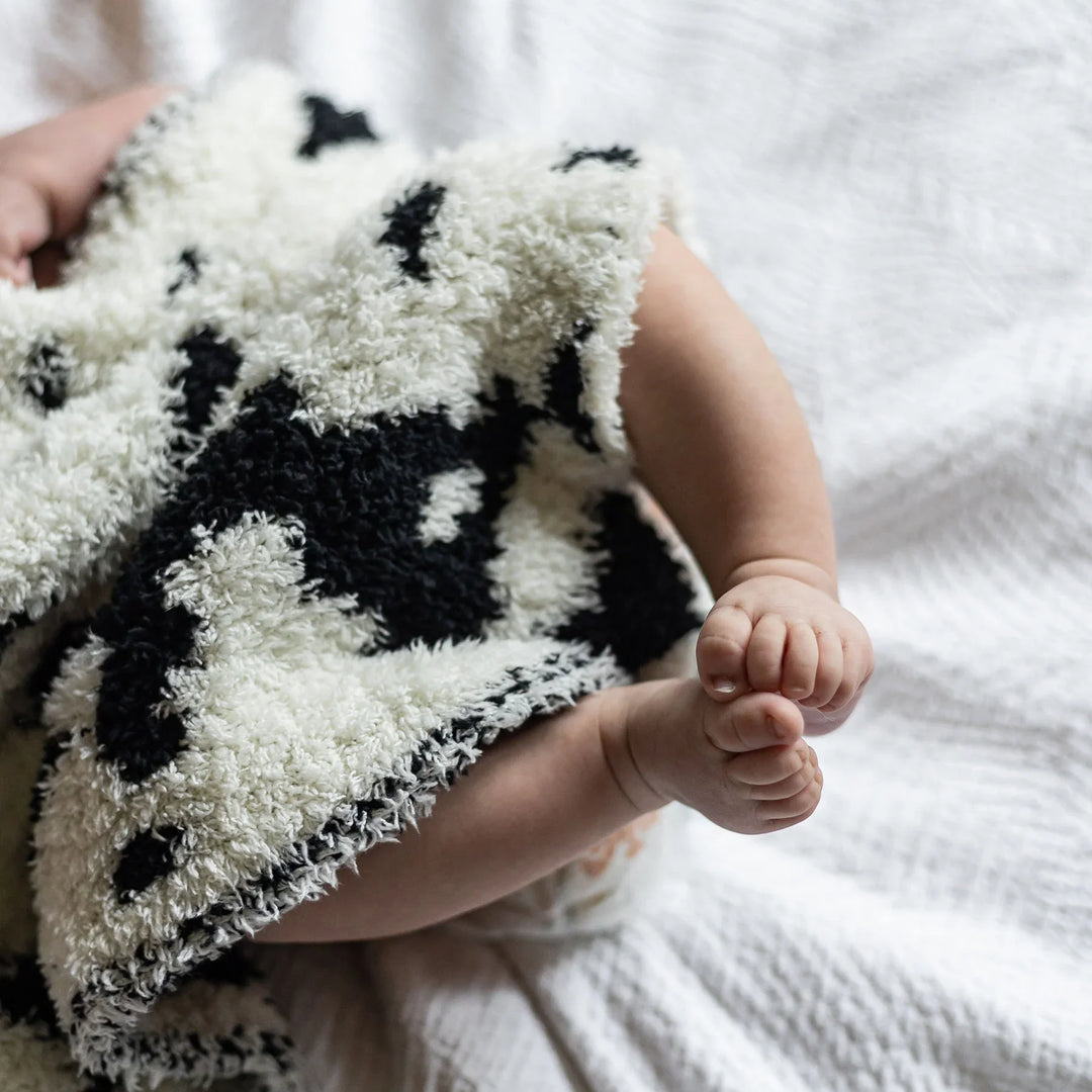 Tap Shoe & Baby's Breath Cow Print Lovey Baby Blanket