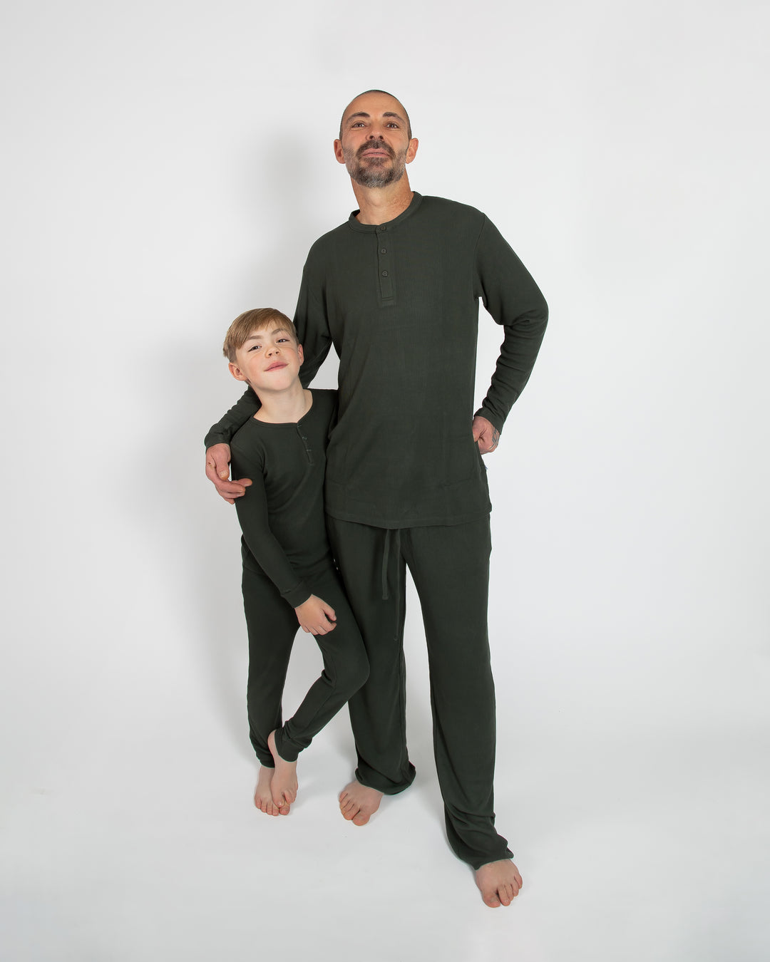 Deep Forest Green Waffle Unisex Long Pajama Set