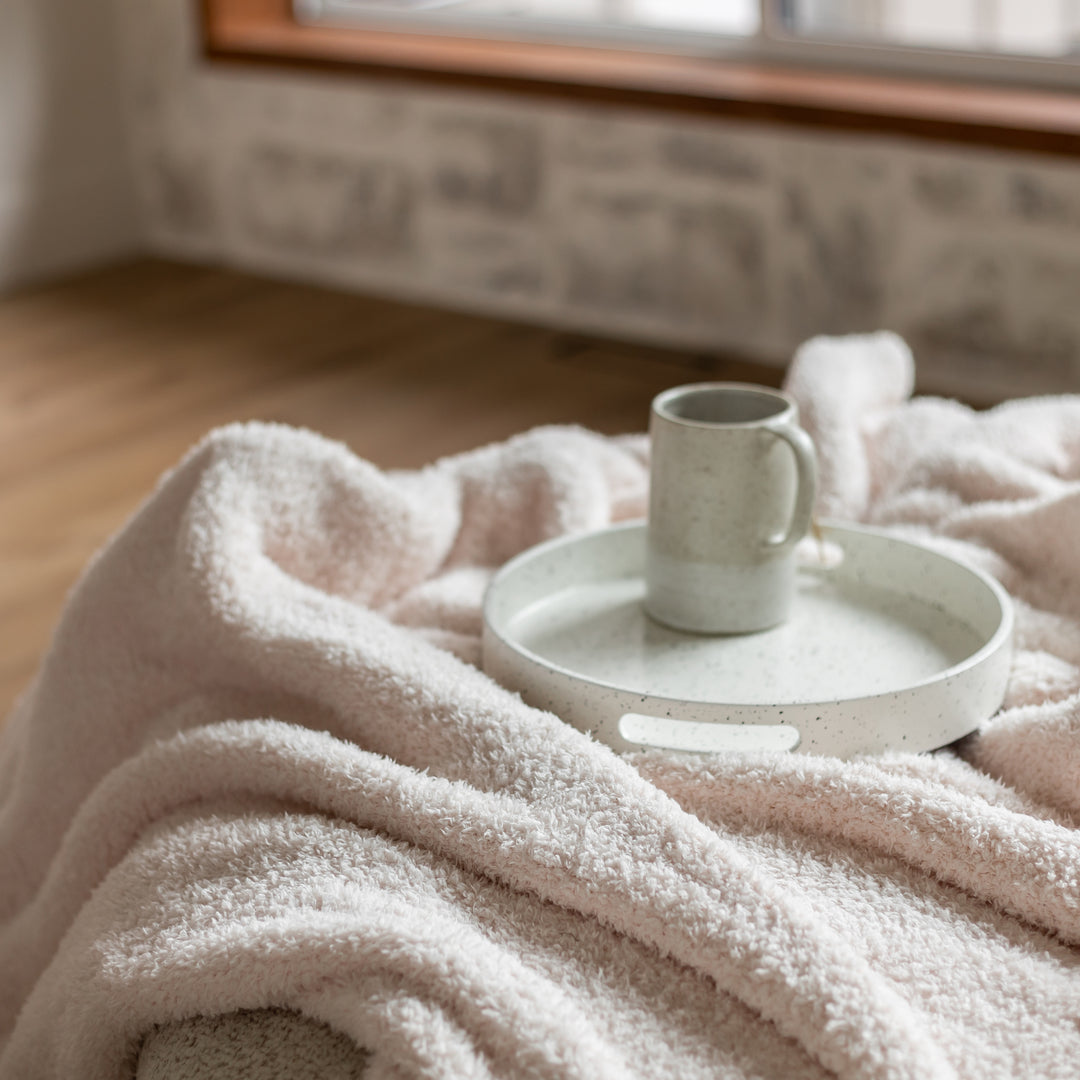 Primrose Pink Solid Double Layered Print Extended Throw