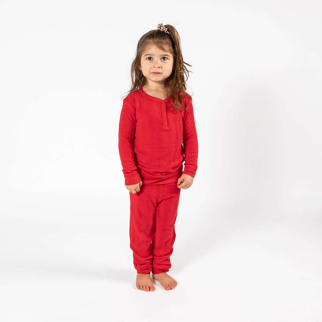 Red Two Piece Long Pajama Set