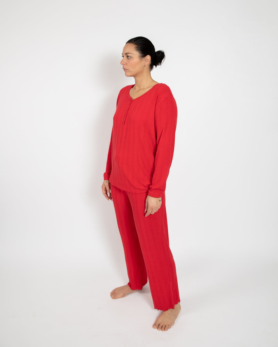 Red Ladies Long Pajama Set
