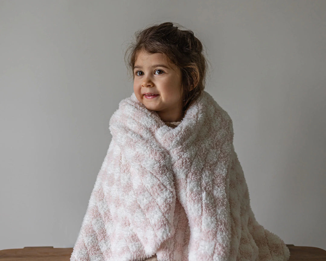 Baby Pink Check Print Extended Throw