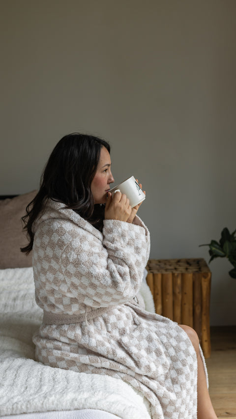 Adult Check Print Hooded Robe