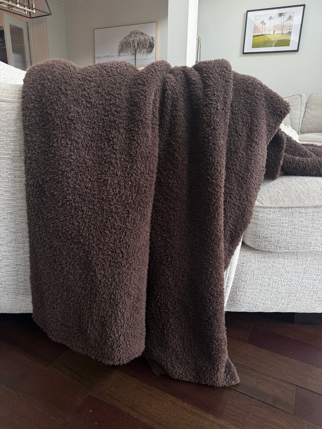 Dark Chocolate Solid Double Layered Print Extended Throw
