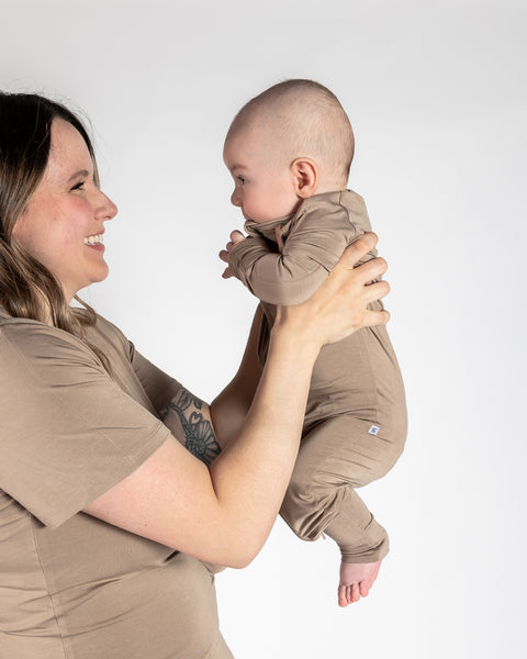 Convertible Footed Onesie - Sand Dune