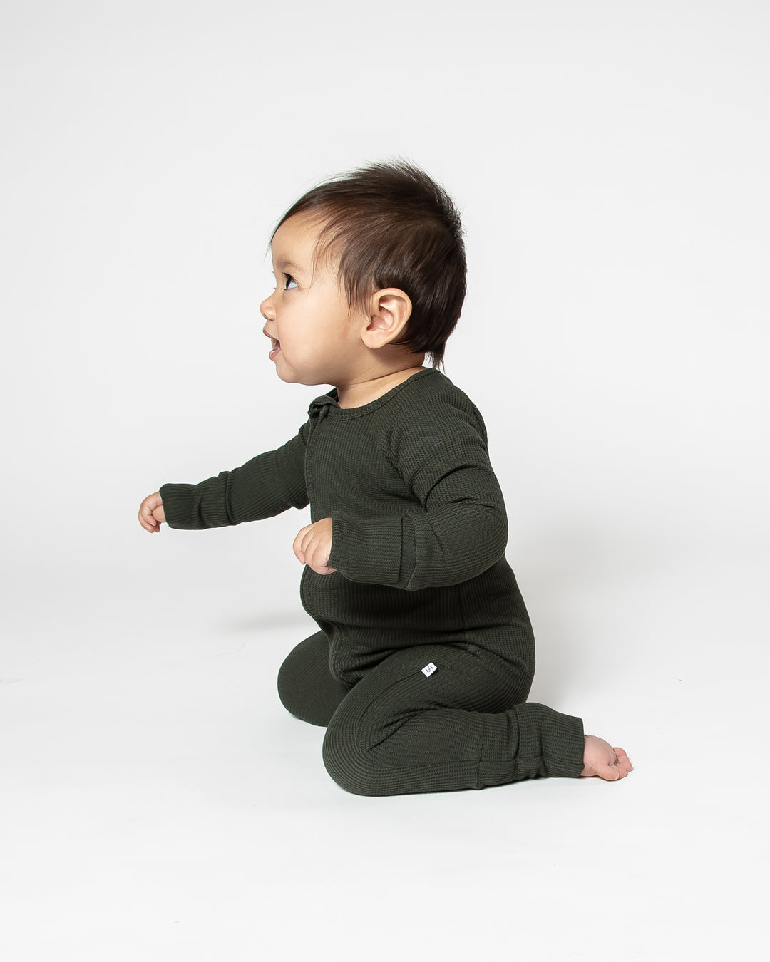 Deep Forest Green Waffle Convertible Footed One Piece