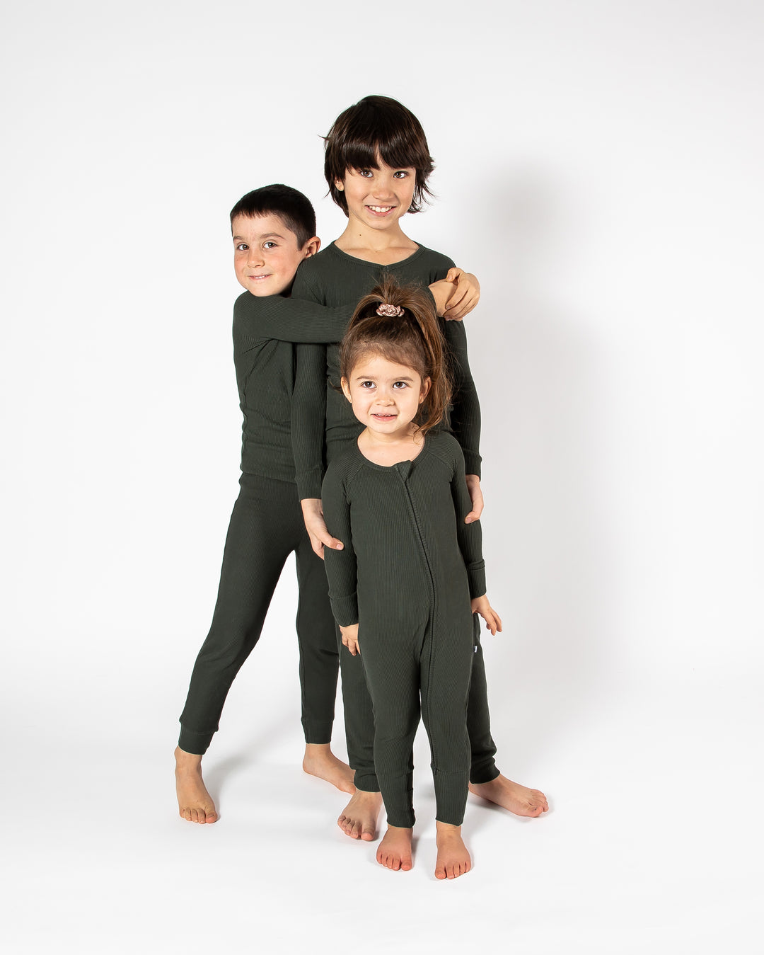 Deep Forest Green Waffle Convertible Footed One Piece