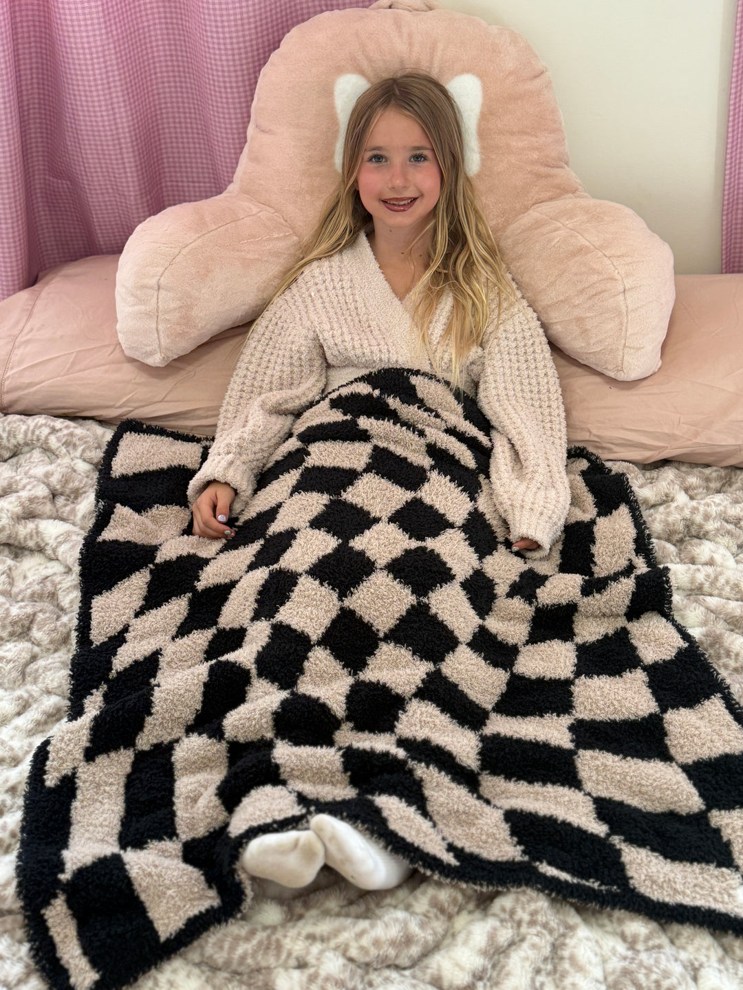 Tap Shoe and Rainy Day Wavy Checker Print Toddler Blanket