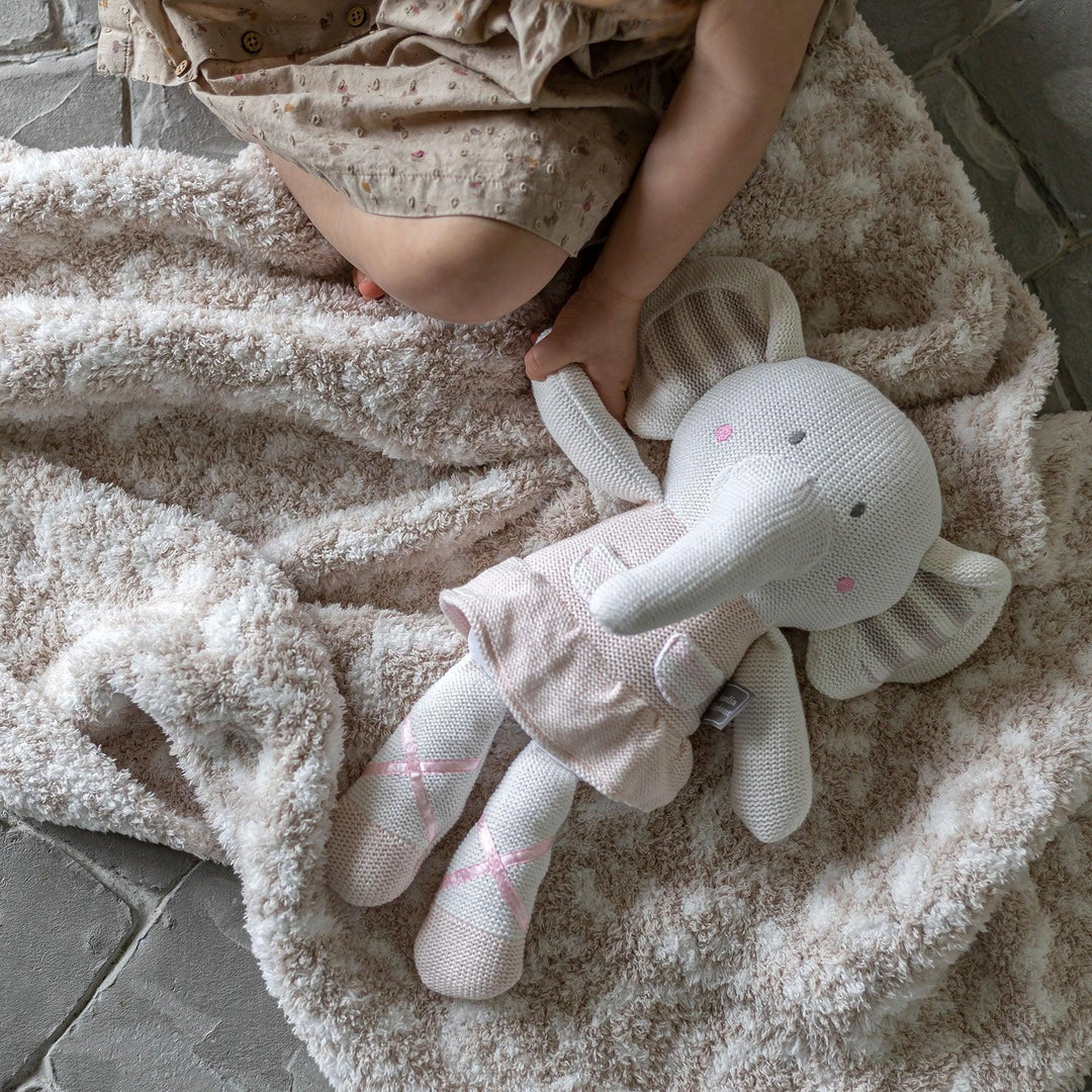 Blushing Beige & White Leopard Print Toddler Blanket