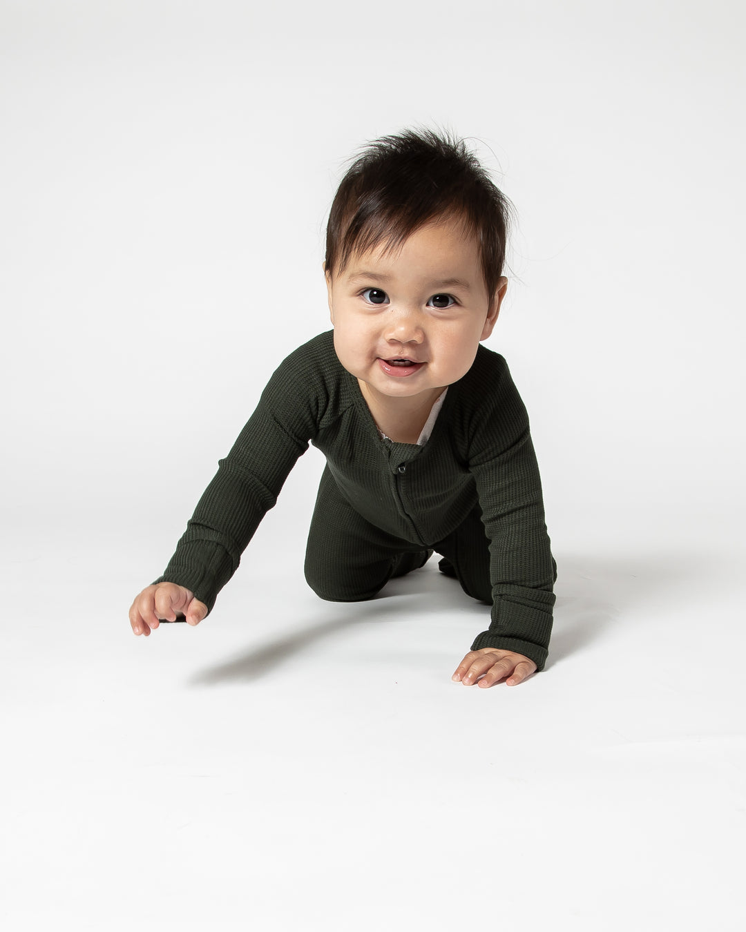 Deep Forest Green Waffle Convertible Footed One Piece