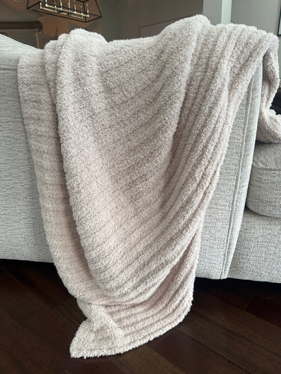 Beige Ribbed Extended Throw