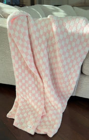 Baby Pink & White Checker Print Extended Throw