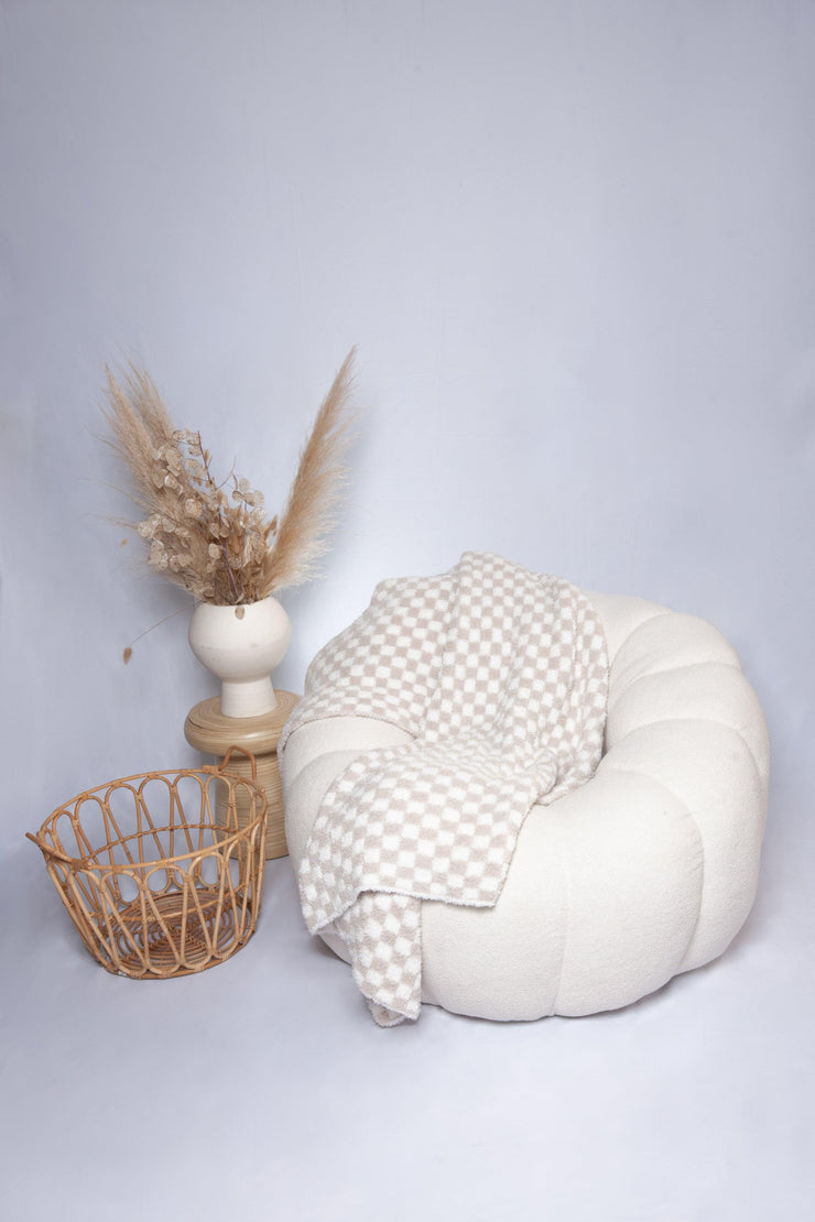 Blushing Beige & White Check Print Throw - Sunset Snuggles