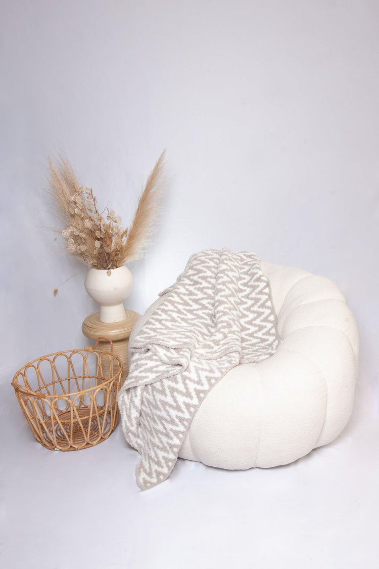 Greige & White Chevron Print Throw - Sunset Snuggles
