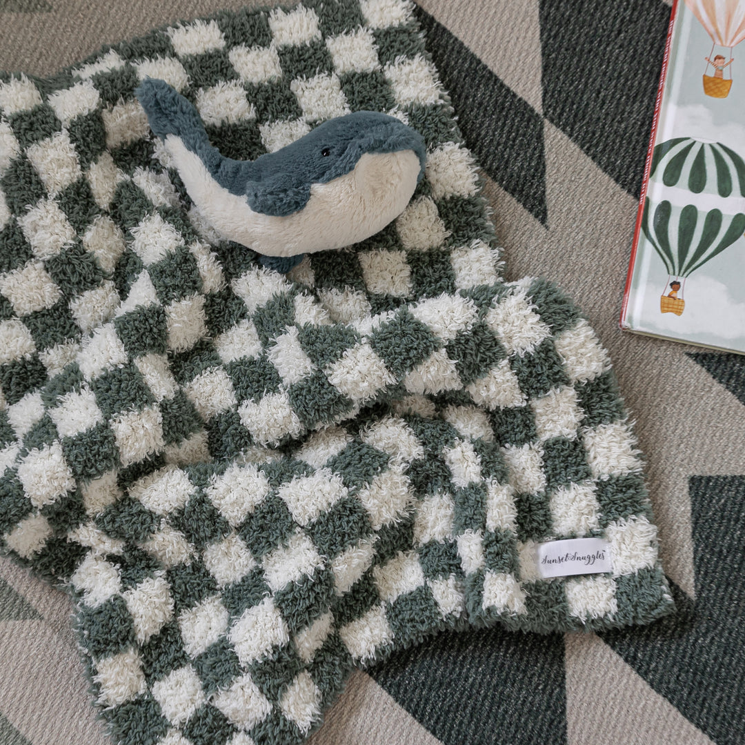 Baby's Breath & Forest Green Check Print Lovey