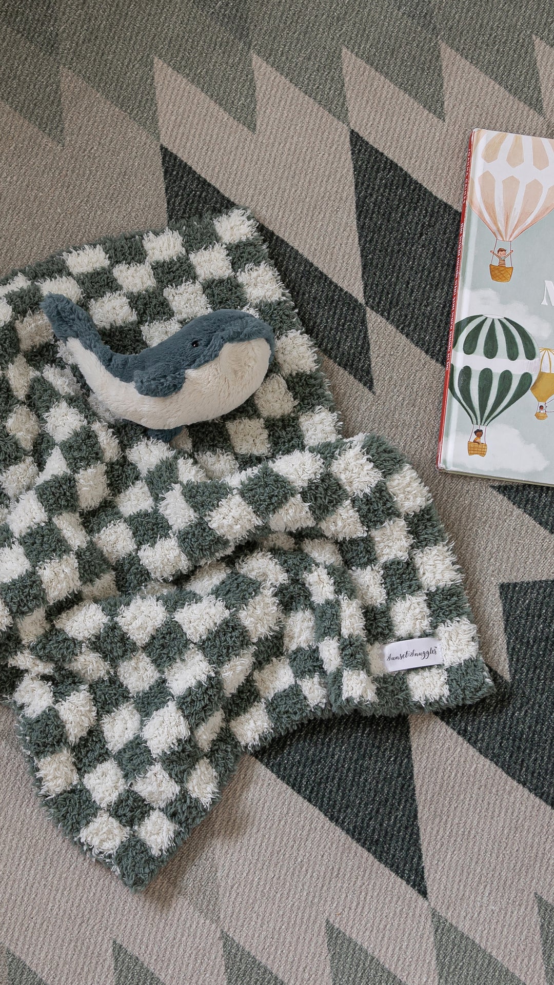Baby's Breath & Forest Green Check Print Lovey