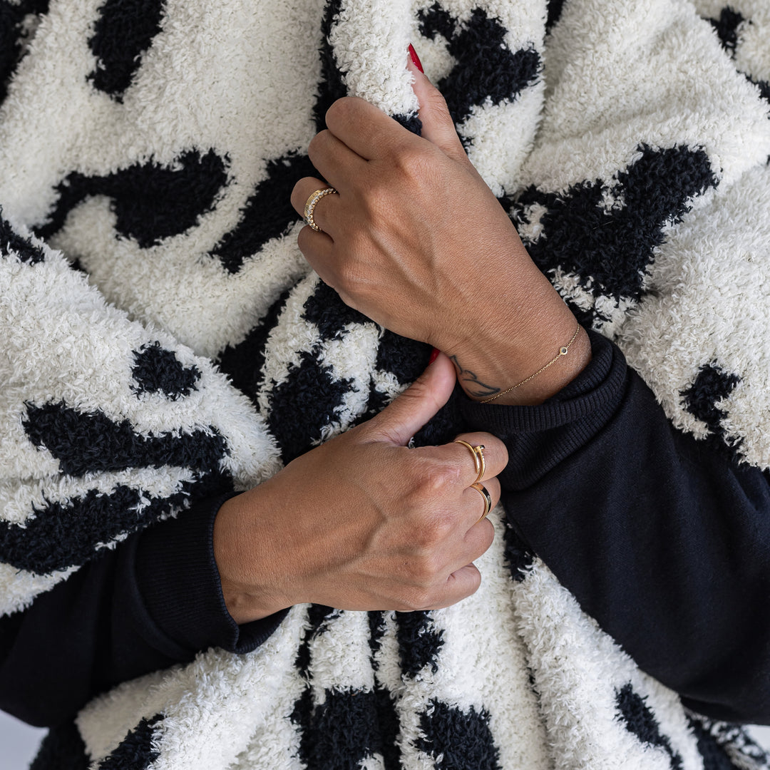 Tap Shoe & Baby's Breath Cow Print Extended Throw