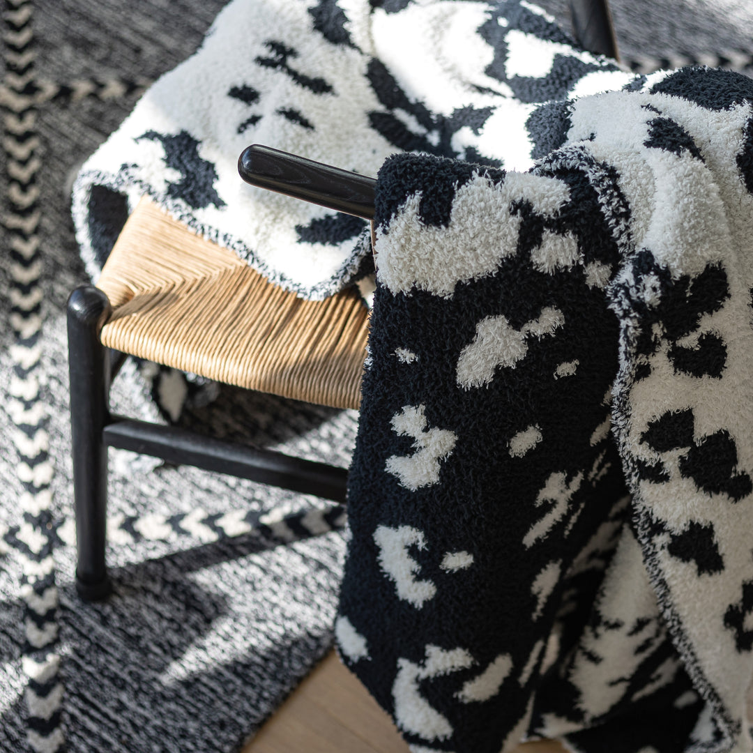 Tap Shoe & Baby's Breath Cow Print Extended Throw