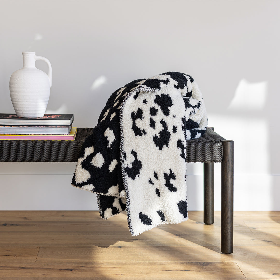 Tap Shoe & Baby's Breath Cow Print Extended Throw