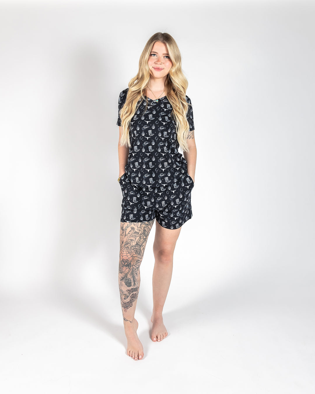 Ladies T-Shirt & Short PJ Set - Country Nights