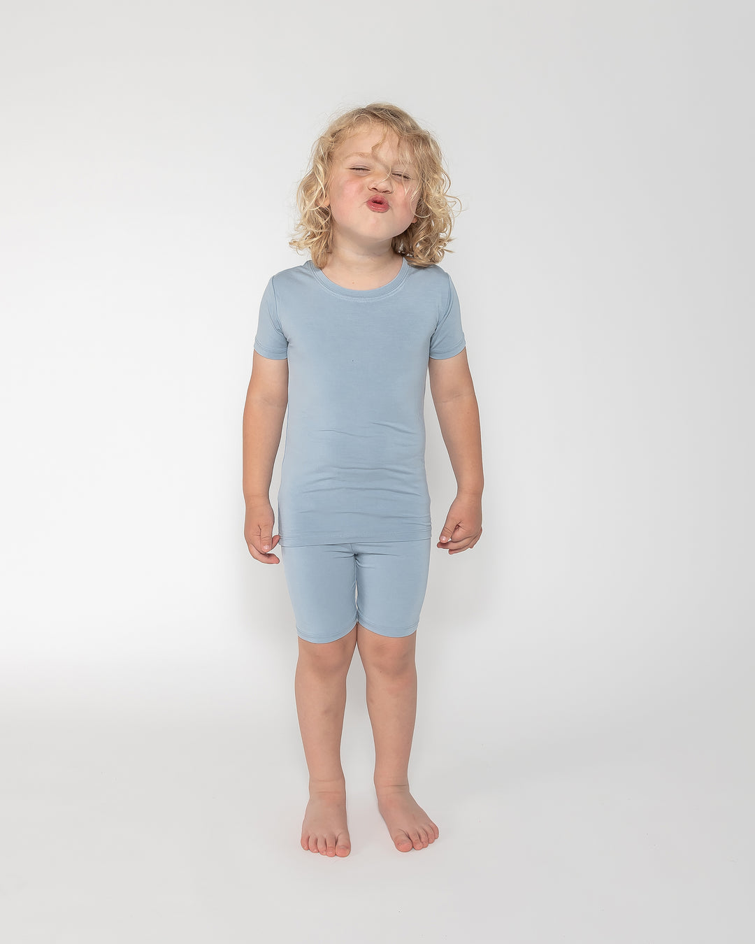 Kids Short PJ Set - Dusty Blue