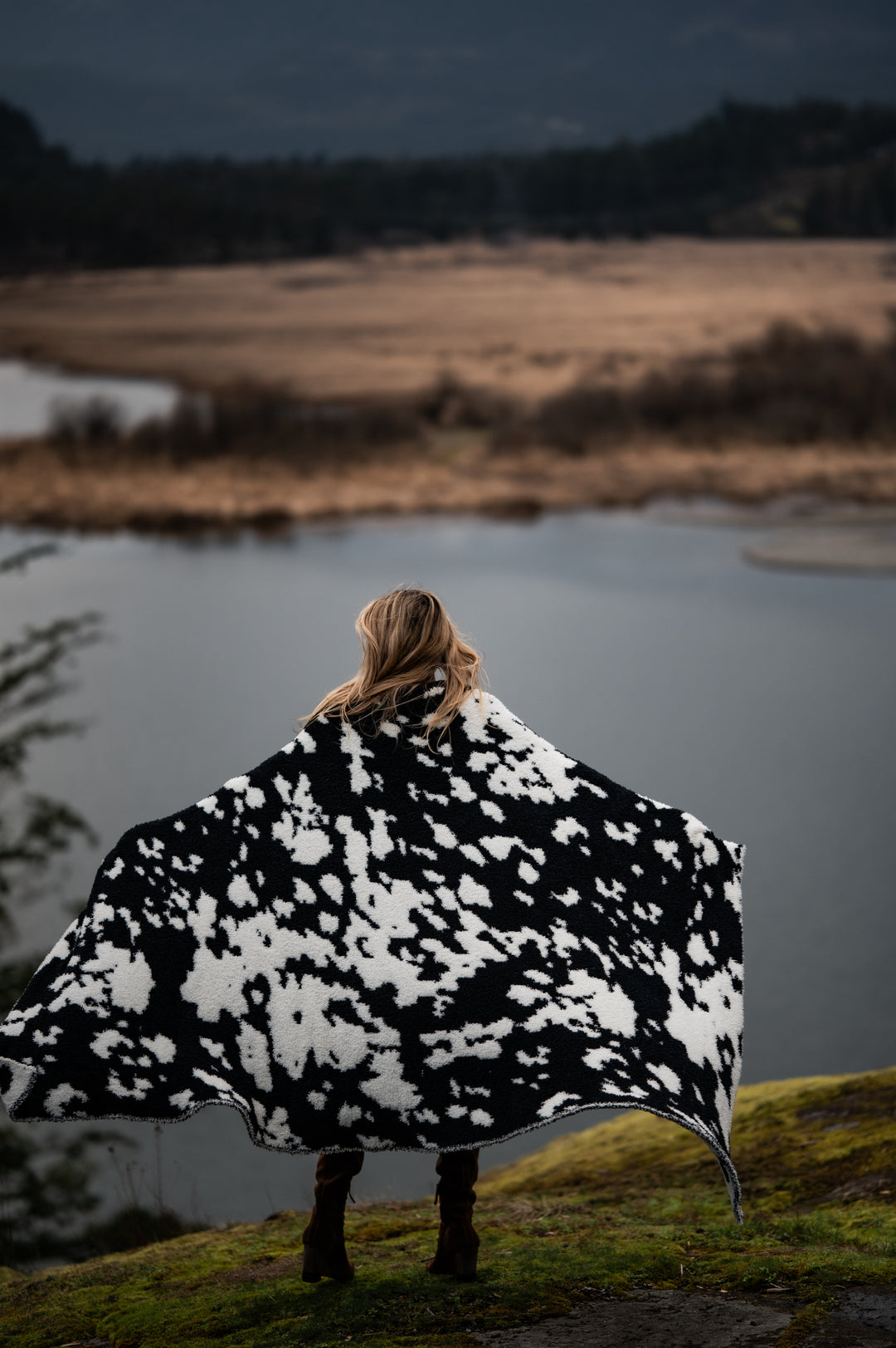 Tap Shoe & Baby's Breath Cow Print Extended Throw