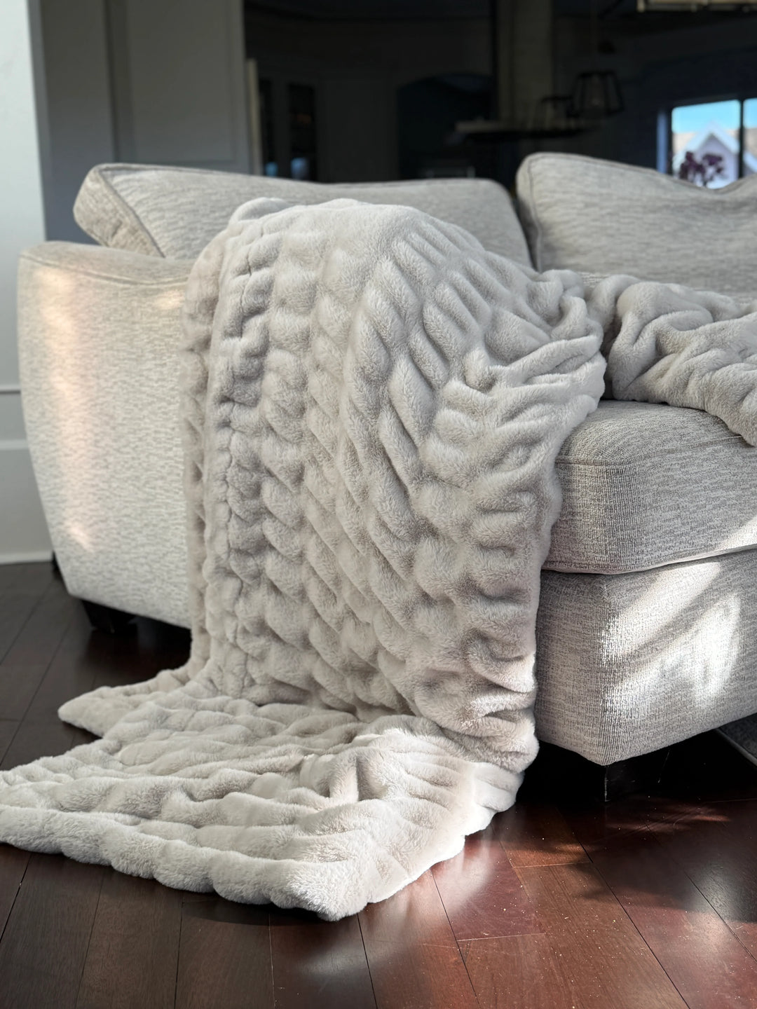 Greige Double-sided Minky Blanket