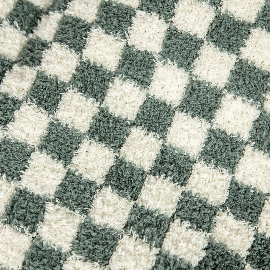 Baby's Breath & Forest Green Check Print Throw