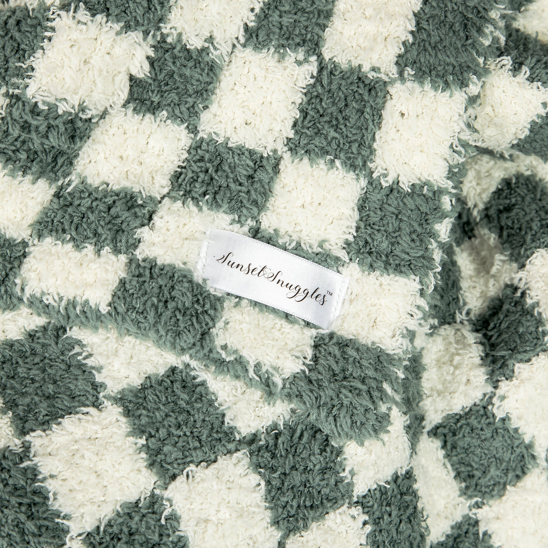 Baby's Breath & Forest Green Check Print Throw
