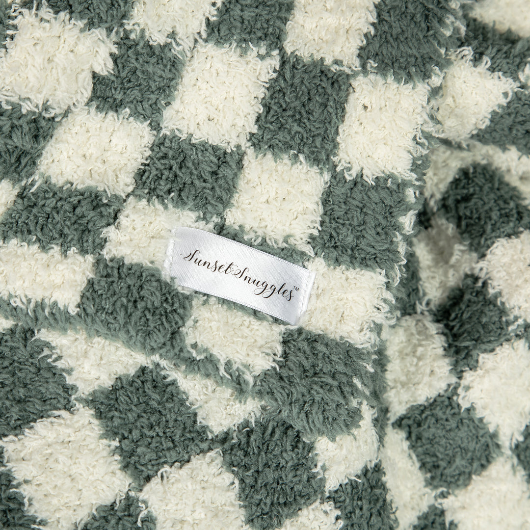Baby's Breath & Forest Green Check Print Throw