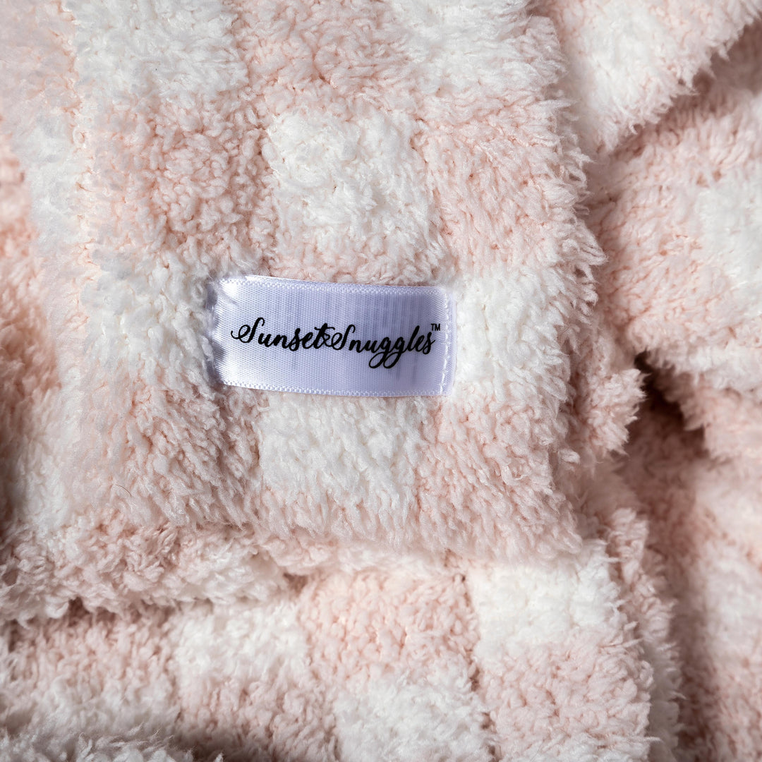 Baby Pink Check Print Extended Throw