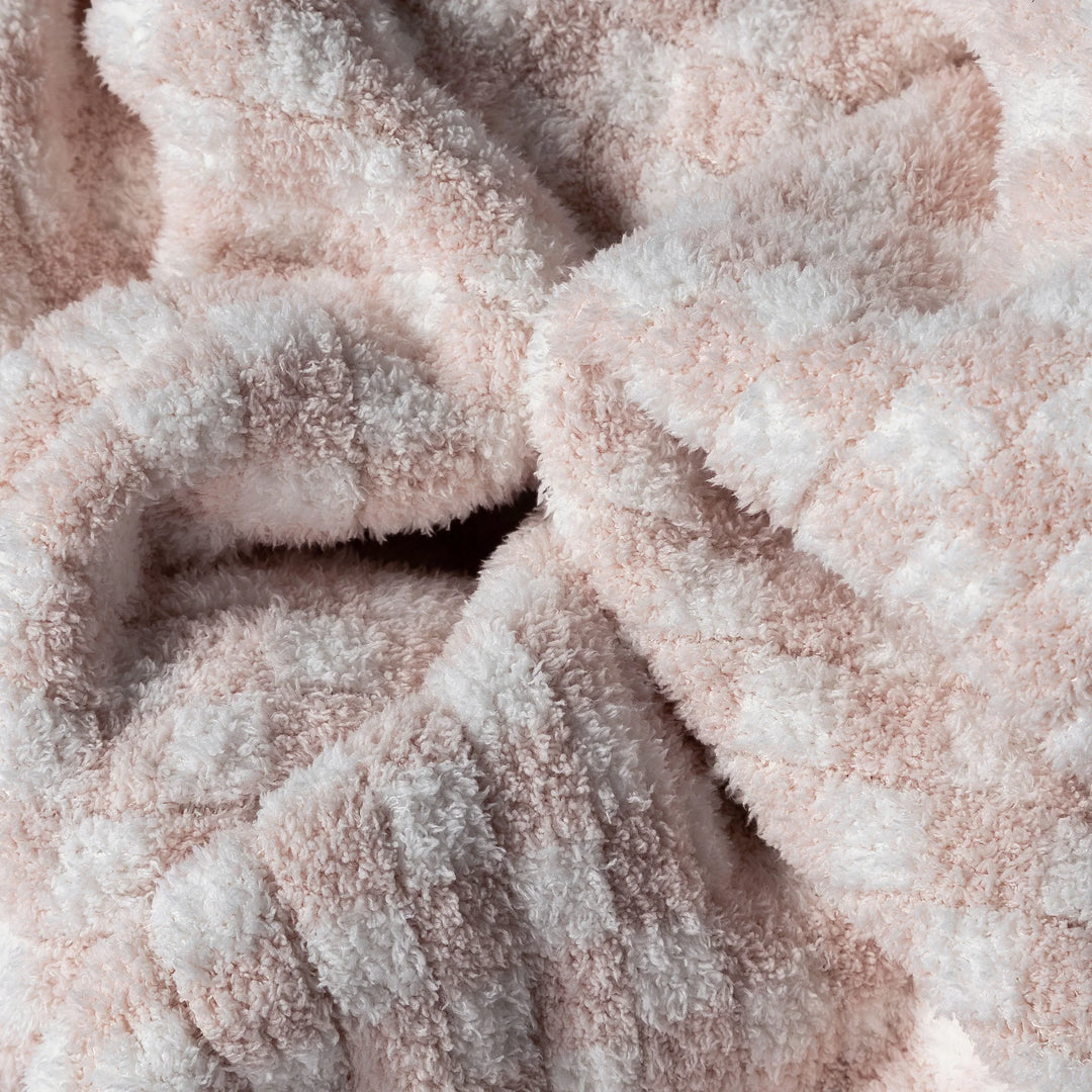 Baby Pink Check Print Extended Throw