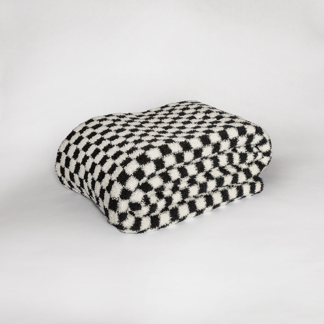 Black and White Checker Print Extended Throw