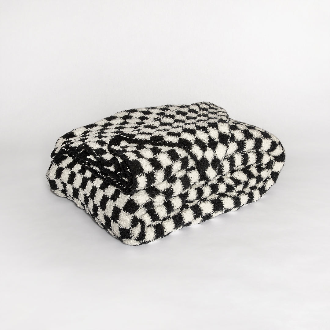 Black and White Checker Print Extended Throw