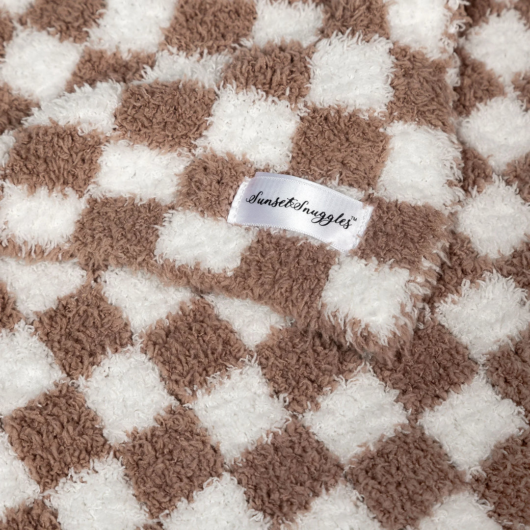 Chocolate Milk & White Check Print Lovey